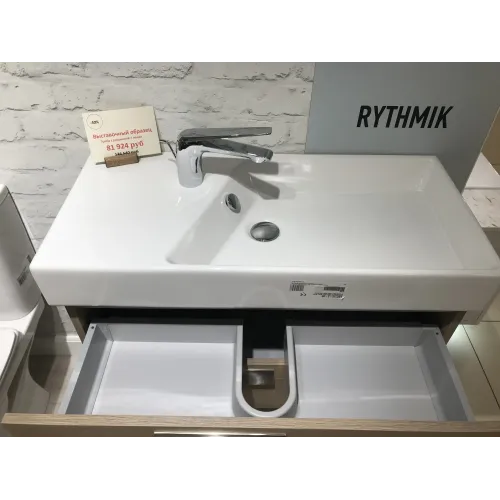 Модуль с раковиной Rythmik 80 см, левая, с 1 отверстием для смесителя, квебекский дуб, подвесной монтаж EXP112-Z-00+EB1302-E10/У Jacob Delafon