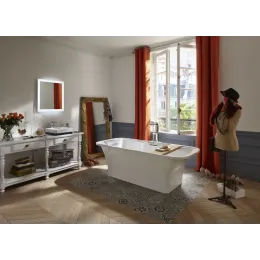 Напольный смеситель Avid полированный никель, мультирежимный ручной душ, неповоротный излив, никель, с лейкой E97367-BN Jacob Delafon