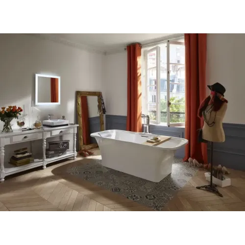 Напольный смеситель Avid полированный никель, мультирежимный ручной душ, неповоротный излив, никель, с лейкой E97367-BN Jacob Delafon