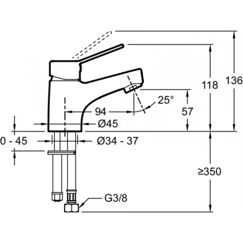 Смеситель для умывальника Eo неповоротный излив, без донного клапана E24158RU-CP Jacob Delafon