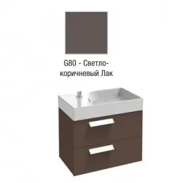 Модуль с раковиной Rythmik 80 см, светло-коричневый лак, 2 выдвижных ящика, гладкая нижняя поверхность, подвесной монтаж EXO112-Z-00+EB1303-G80 Jacob Delafon
