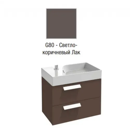 Модуль с раковиной Rythmik 80 см, светло-коричневый лак, 2 выдвижных ящика, гладкая нижняя поверхность, подвесной монтаж EXO112-Z-00+EB1303-G80 Jacob Delafon