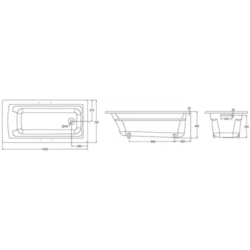 Чугунная ванна Archer 150х75 см, антискользящее покр. E6D906-0 Jacob Delafon