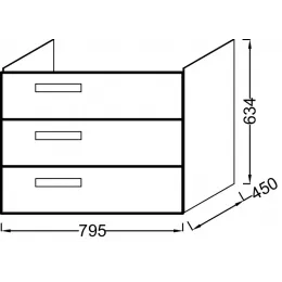 Модуль под раковину Rythmik 79,5х45х63,4 см, 3 ящика, черный сатин EB1309-S14 Jacob Delafon