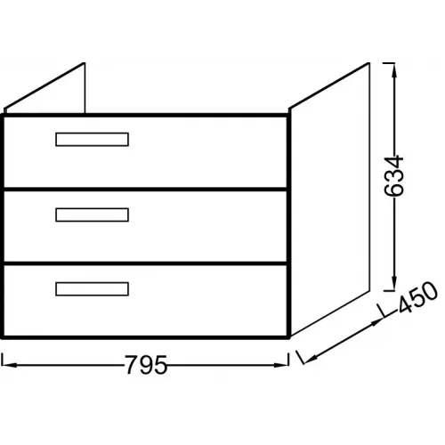Модуль под раковину Rythmik 79,5х45х63,4 см, 3 ящика, черный сатин EB1309-S14 Jacob Delafon