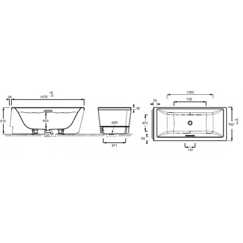 Акриловая ванна Evok 170х75 см, отдельностоящая C18343K-00 Jacob Delafon