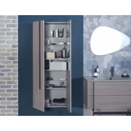 Шкаф-колонна Nouvelle Vague 60х34х147 см, фактурный дуб, 2 стеклянные полки, 1 фиксированная полка, реверсивная установка двери, подвесной монтаж EB3048-E73 Jacob Delafon