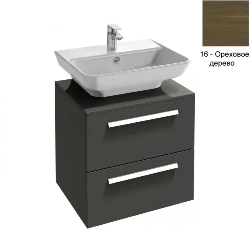 Модуль с раковиной Struktura 60 см, ореховое дерево, 2 ящика, 1 отверстие для смесителя, подвесной монтаж EGD111-Z-00+EB1385-E16 Jacob Delafon