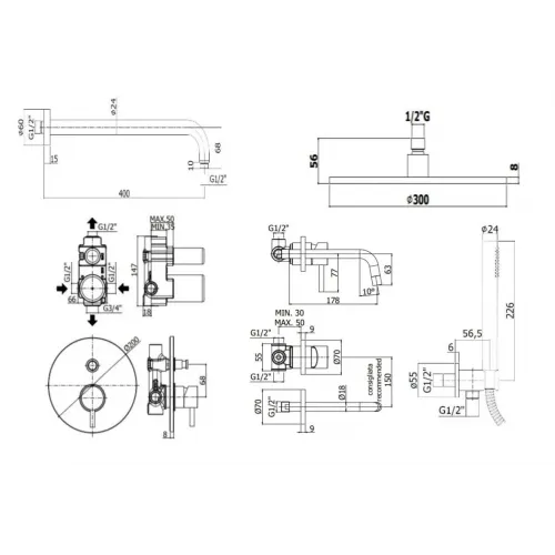 Комплект для душа PAFFONI Light KITLIG015HGSP006KING
