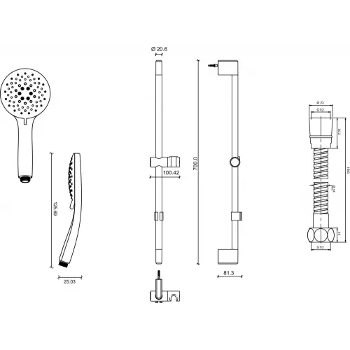 Душевой гарнитур Salute 5 режимов E32907-CP Jacob Delafon