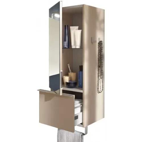 Шкаф Odeon Up 35х34х96 см, черное дерево, 1 ящик, 1 зеркальная дверца, петли слева2 стеклянные полочки, левый EB893G-E15 Jacob Delafon