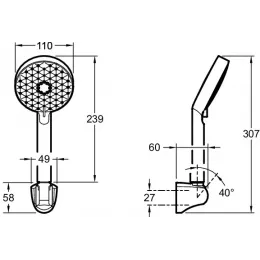 Душевая лейка Awaken с держателем, 3 режима, шланг в комплекте E76758-CP Jacob Delafon