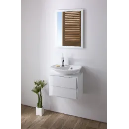 Комплект мебели для ванной Escale 60 см, белый блестящий, с подсветкой, подвесной монтаж E1325-00+EB761-G1C+EB1440-NF Jacob Delafon