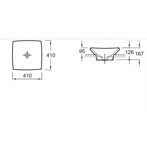 Накладная раковина Escale 41х41х12,6 см, без переливного отверстия, санфарфор E1325-X5-00 Jacob Delafon
