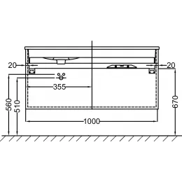 Модуль под раковину Vox 100х46х45,2 см, 2 ящика, белый глянцевый, прямоугольные ручки EB2076-R2-N18 Jacob Delafon