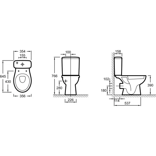 Чаша унитаза-компакта Patio UJD102RU-00 Jacob Delafon