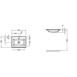 Мебельная раковина Vox 60,6х46,5 см, глянцевый коричневый, с одним отверстием под смеситель EB2105-DD4 Jacob Delafon
