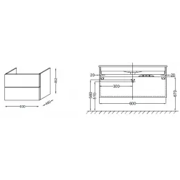 Модуль под раковину Vox 60х46х45,2 см, серый антрацит блестящий, изогнутая ручка, 2 выдвижных ящика EB2080-R1-442 Jacob Delafon