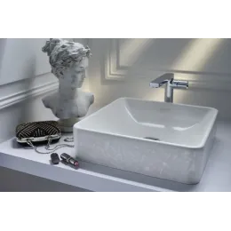 Накладная раковина Vox 40х40х13,5 см, карта парижа, отверстие перелива в передней части, санфарфор EVG102-PT5 Jacob Delafon