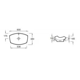Накладная раковина Leaf 60х38х18,5 см, с хромированной заглушкой, с отверстием перелива, санфарфор E1186-00 Jacob Delafon