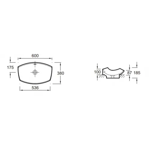 Накладная раковина Leaf 60х38х18,5 см, с хромированной заглушкой, с отверстием перелива, санфарфор E1186-00 Jacob Delafon