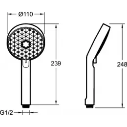 Душевая лейка Awaken матовый, 3 режима, чёрный цвет, без шланга E72415-BL Jacob Delafon