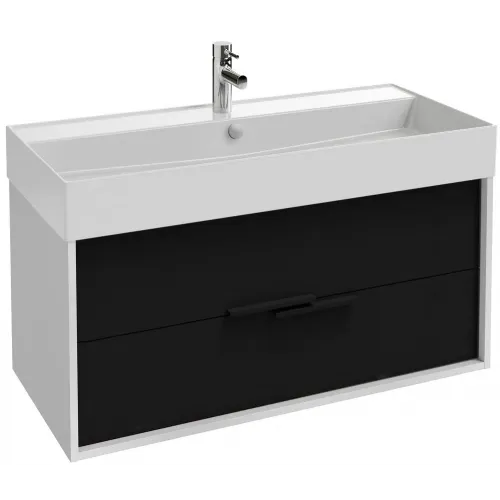 Модуль под раковину Vivienne 99,9х46х45,2 см, 2 ящика, корпус белый блестящийб фасад черный сатин EB1585-N18-S14 Jacob Delafon