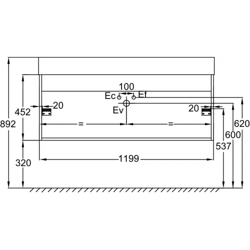 Модуль под раковину Vivienne 119,9х45,2х45,2 см, 2 ящика, корпус дуб давос натуральный/ фасад белый глянцевый EB1669-E75-J5 Jacob Delafon