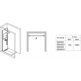 Душевой сет со стеновой панелью Ecrin 100х233,5 см, мрамор, квадратная лейка, подсветка, термостат, верхний душ, с лейкой E803021-D37 Jacob Delafon