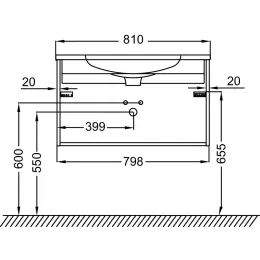 Модуль под раковину Madeleine 80х46х45 см, 2 ящика, встроенные ручки, серый матовый EB2053-J54 Jacob Delafon