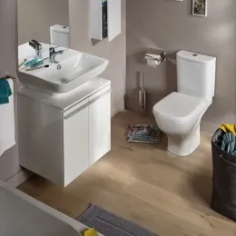 Унитаз-компакт Struktura 35,5х64,5 см, 3/6 л, нижняя подводка, горизонтальный выпуск, безободковый, без сиденья ETE212-00+UJX102-00 Jacob Delafon