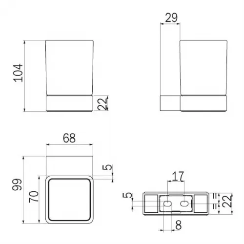 Стакан для щеток INDA INDISSIMA A88100CR21