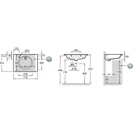 Подвесная раковина Odeon Rive Gauche 71х51,2х13,5 см, санфарфор EXAX112-Z-00 Jacob Delafon