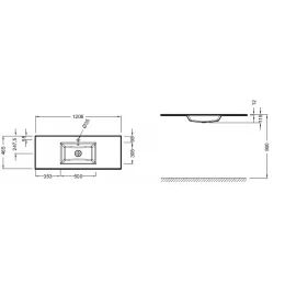 Мебельная раковина Vox 120х46 см, с 1 отверстием для смесителя, белая глянцевая EB2101-DD1 Jacob Delafon