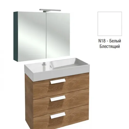 Комплект мебели для ванной Rythmik 80 см, подсветка, белый блестящий, 3 выдвижных ящика, с подсветкой, подвесной монтаж EXP112-Z-00+EB796RU-N18+EB1308-N18 Jacob Delafon
