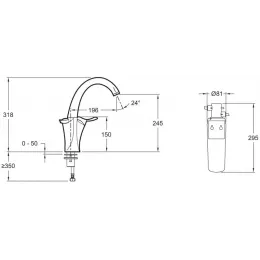 Кухонный смеситель для фильтра Carafe матовая сталь, с фильтром для воды, на 2 функции E18865-VS Jacob Delafon
