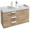 Модуль с раковиной Rythmik 120 см, 3 ящика, арлингтонский дуб, 2я раковина, подвесной монтаж EXM112-Z-00+EB1311-E70 Jacob Delafon