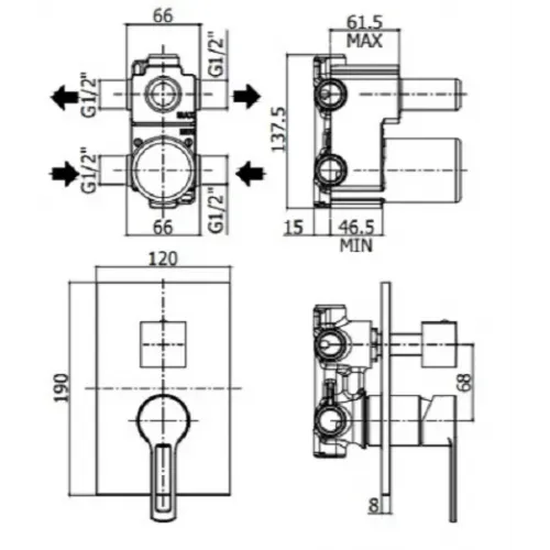 Смеситель для душа Paffoni Ringo RIN018CR/M