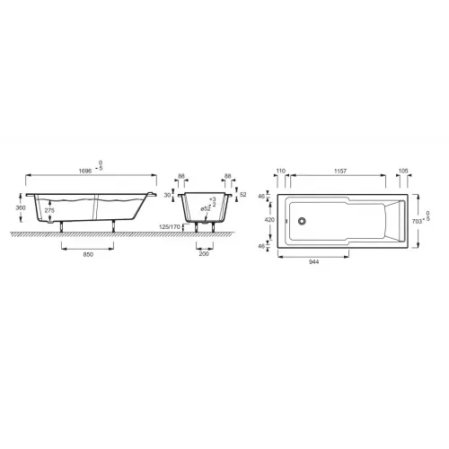 Акриловая ванна Struktura 170х70 см E6D020RU-00 Jacob Delafon