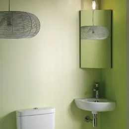 Комплект мебели для ванной Odeon Up 50 см, белый блестящий, с подсветкой, установка в угол, подвесной монтаж E4710-00+EB870-NF+EB864-G1C Jacob Delafon