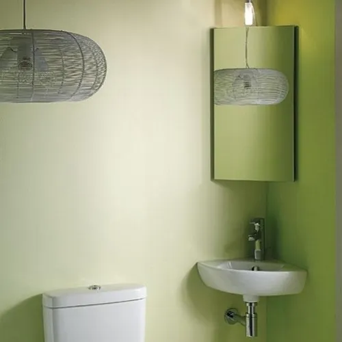 Комплект мебели для ванной Odeon Up 50 см, белый блестящий, с подсветкой, установка в угол, подвесной монтаж E4710-00+EB870-NF+EB864-G1C Jacob Delafon