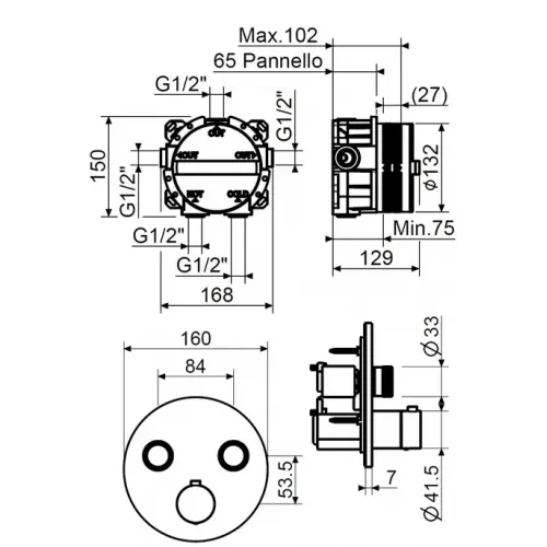Комплект смесителя для душа с термостатом Plumberia Selection KITPSB1902NO