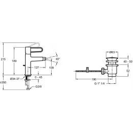 Смеситель для биде Odeon Rive Gauche ручка хром, чёрный цвет, с донным клапаном E21033-CP-BL Jacob Delafon