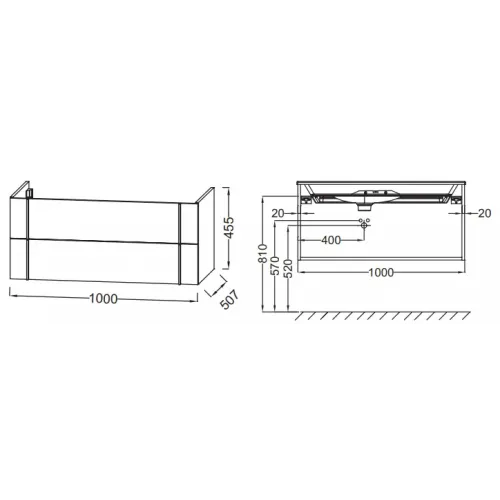 Модуль под раковину Nouvelle Vague 100х45,2х50,8 см, белый блестящий EB3032-G1C Jacob Delafon