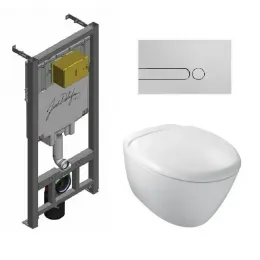Комплект унитаза с инсталляцией Presqu'ile с клавишей хром, с микролифтом, быстросъемное, с кнопкой E29025-NF-M6 Jacob Delafon