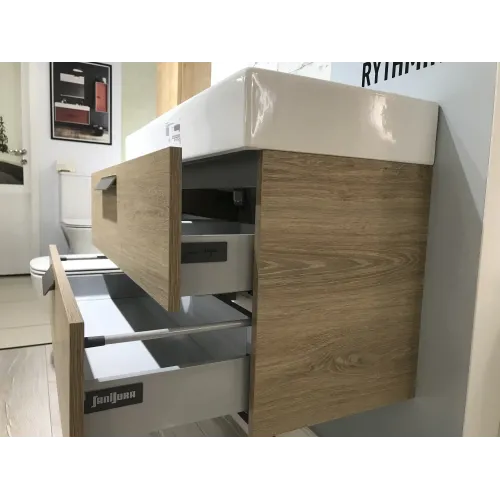 Модуль с раковиной Rythmik 80 см, левая, с 1 отверстием для смесителя, квебекский дуб, подвесной монтаж EXP112-Z-00+EB1302-E10/У Jacob Delafon