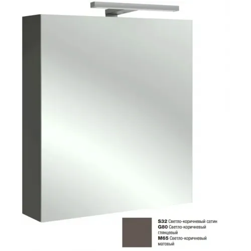 Зеркало Odeon Up 60х65 см, розетка, правосторонний, светло-коричневый глянцевый, с подсветкой EB1362D-G80 Jacob Delafon