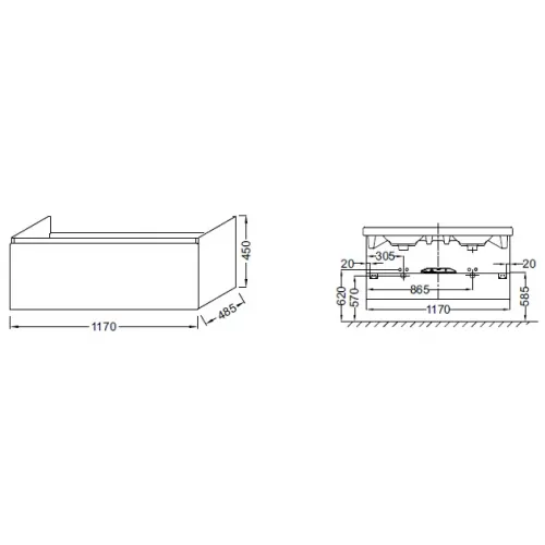 Модуль под раковину Odeon Up 117х48,5х45 см, серый антрацит EB887-N14 Jacob Delafon