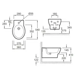 Биде Ove 36х54 см, подвесное, без крышки E1586-00 Jacob Delafon