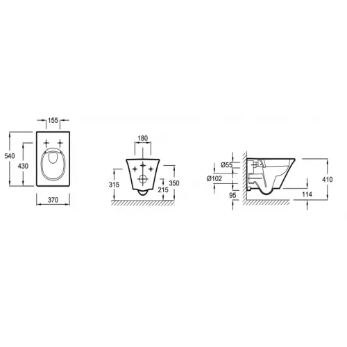 Подвесной унитаз Grands Boulevards 37х54 см, безободковый, без сиденья EDW102-00 Jacob Delafon